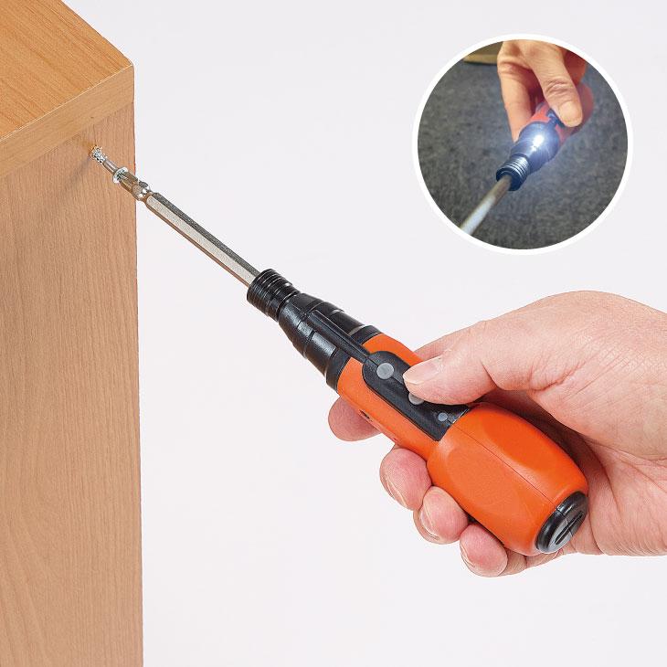 電動ドライバー 充電式 小型 軽量 コードレス LEDライト 手動兼用 DIY 家具 組み立て 工具 プラスドライバー マイナスドライバー ビット付き | 
