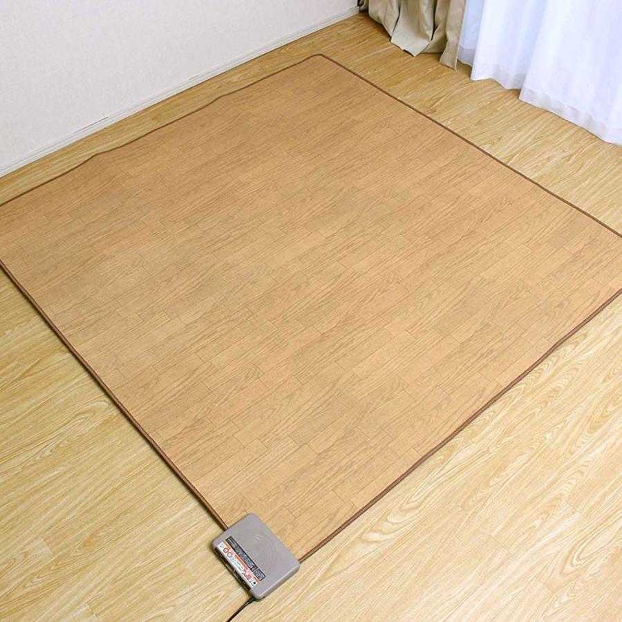ホットカーペット 電気カーペット 電気マット ホットマット 2畳 175cm×175cm フローリング調 ダイニング 木目調 キッチンマット 防水 WHC-205KMDの画像