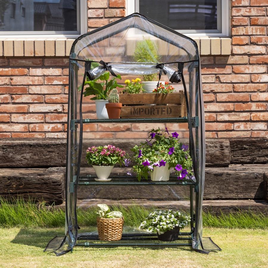 ガーデンハウス カバー付き 植物 収納 棚 ラック フラワー プランター