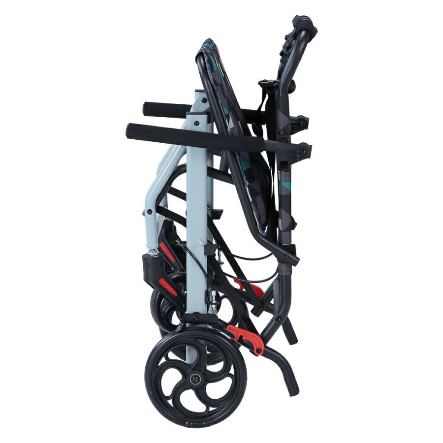 折りたたみ式 お出かけカート 座面付き 耐荷重100kg ブレーキ搭載 シルバーカー 完成品 スチール製 旅行 散歩 介護 介助 軽量 移動補助_2