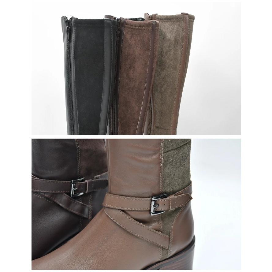 あしながおじさん ストレッチロングブーツ 軽量 2810517 本革 レザー