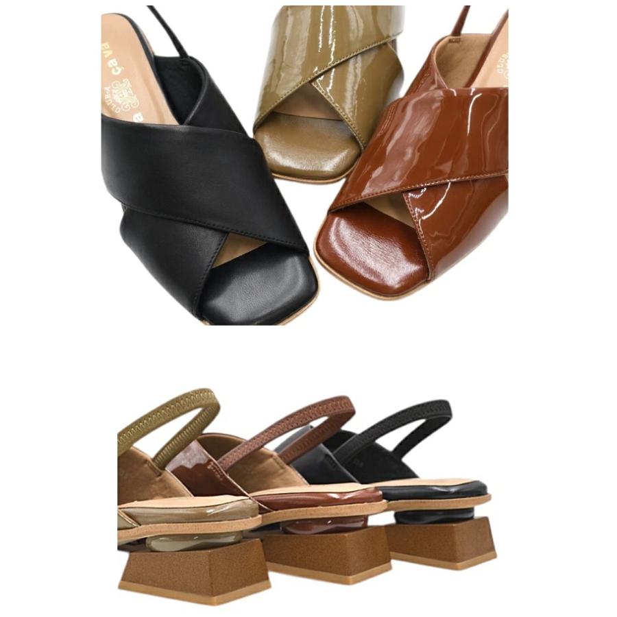 cava cava（サヴァサヴァ） スクエアクロスサンダル 1320621 エナメル