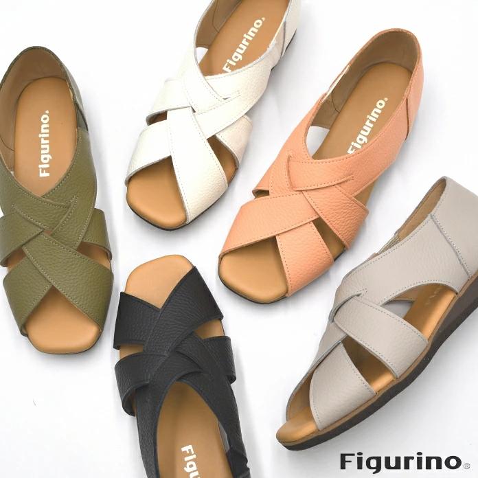 Figurino フィグリーノ 軽量 メッシュサンダル FT139 日本製 本革 幅広