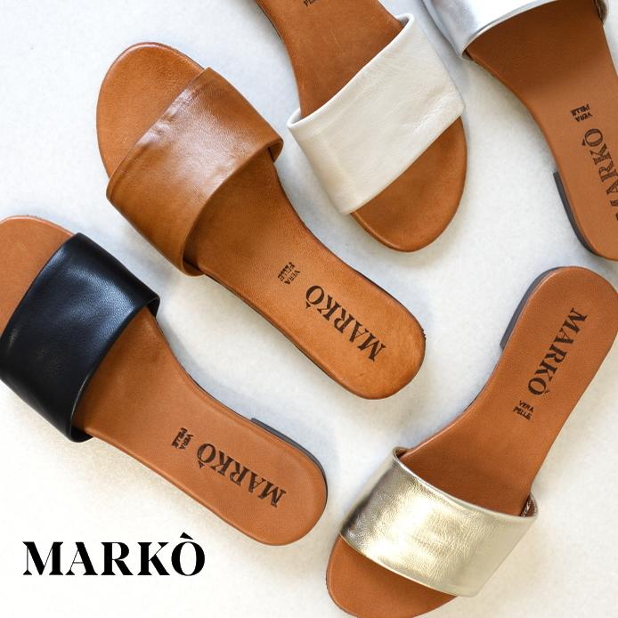 Marko 牛革 フラットサンダル マルコ ベルト ミュール レディース サンダル レザー ブラック M Shoebreak 通販 Yahoo ショッピング