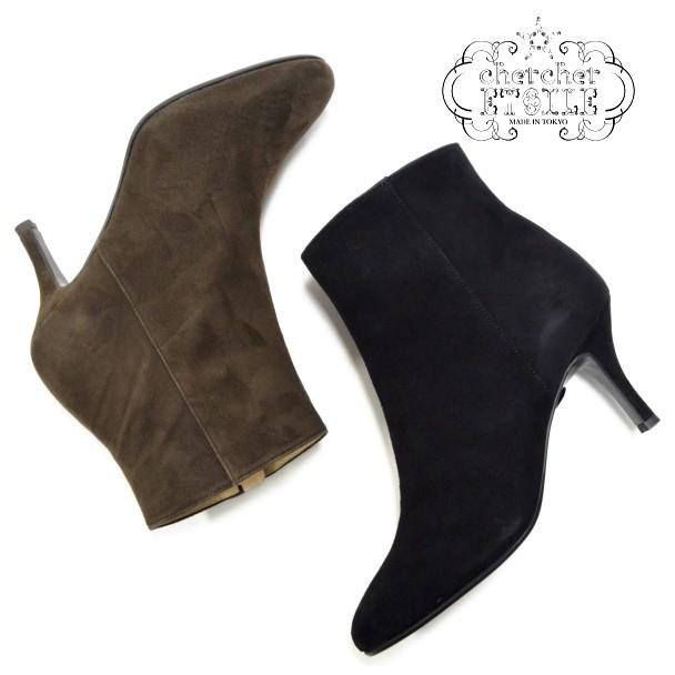 日本製 スエード ショートブーツ ブーティ R-7209 ハイヒール パンプス  