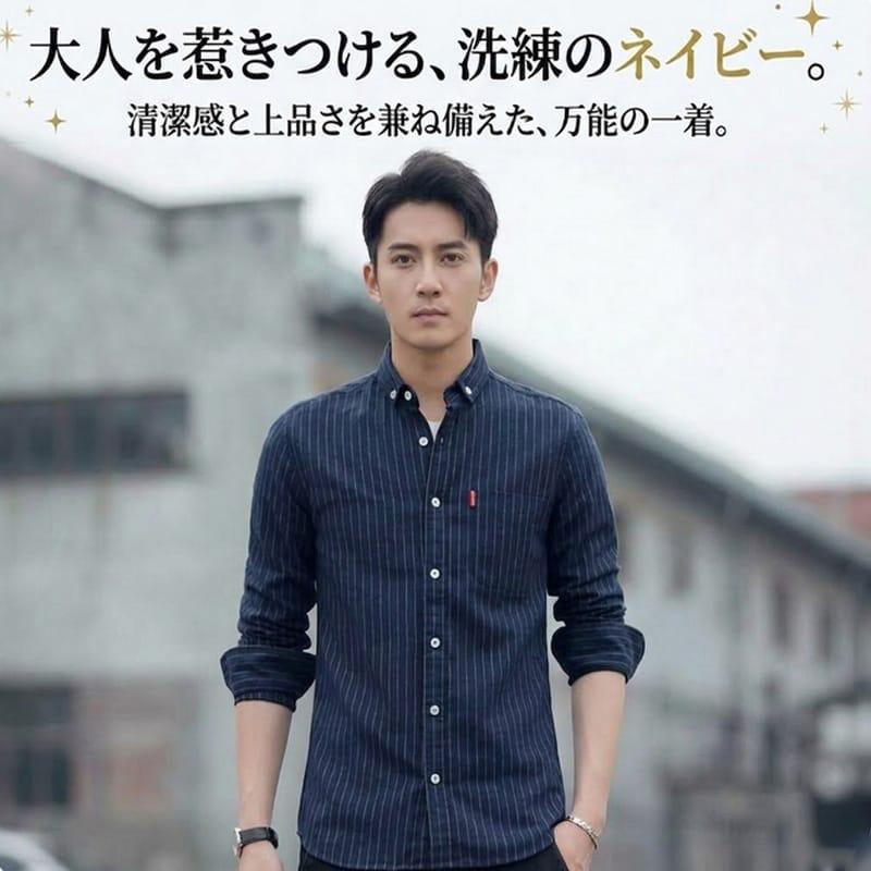 ストライプシャツ メンズ 長袖 ボタンダウン 襟付き シャツ ストライプ