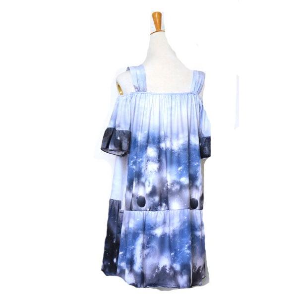 レディース服 宇宙柄ワンピース 銀河柄 プリントワンピース 個性