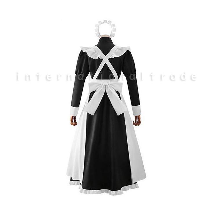 Y コスプレ服 メイド クラシカル 長袖 ロング丈 レディース 衣装 ハロウィン 仮装 コスチューム レトロメイド 英国風 大きいサイズ 5XL 清楚の画像