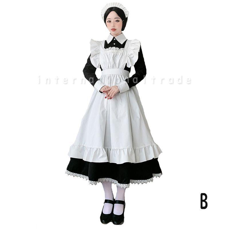 一部Y コスプレ服 ロングメイド ワンピース 半袖 長袖 選べる 一部Y コスプレ服 ロングメイド ワンピース 半袖 長袖 選べる