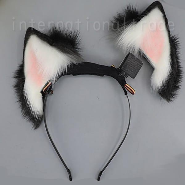 Y コスプレ小物 動く猫耳カチューシャ ふわふわ ファー ねこみみ