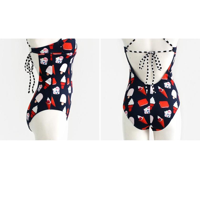 レディース水着 アイスクリーム柄 ワンピース水着 モノキニ 体型カバー 原宿系 青文字系 夏 スイーツ柄 ソフトリーム ゆめかわ パステルカラー W625 アウトレットショップ Sakura 通販 Yahoo ショッピング