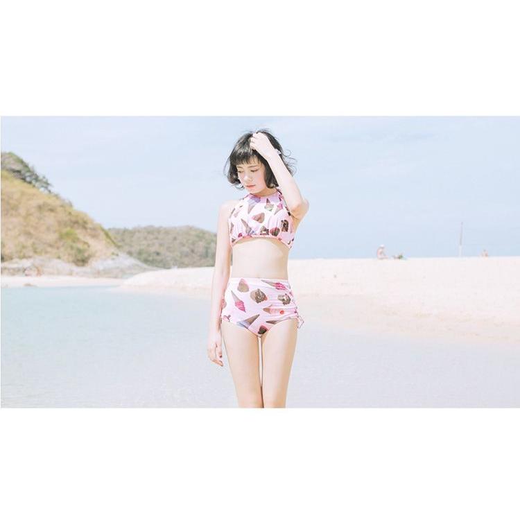 レディース水着 ビキニ アイスクリーム柄 スイーツ柄 原宿系 青文字系 夏 ピンク 水色 アイス柄 ゆめかわ ゆめかわいい ソフトクリーム W639 アウトレットショップ Sakura 通販 Yahoo ショッピング
