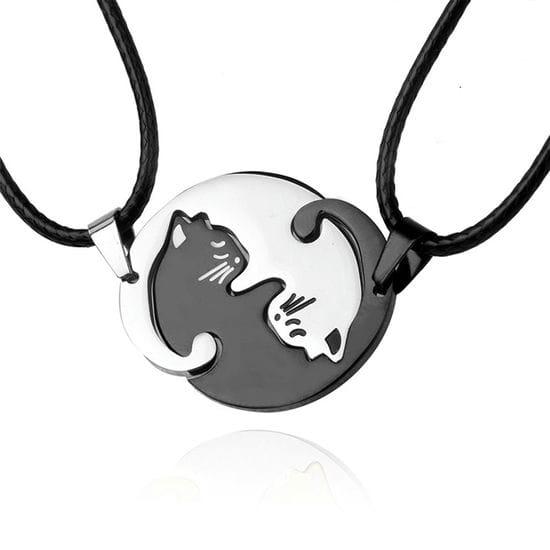 猫のデザインペンダント SW アクセサリー 猫ペアネックレス 陰陽デザイン カップルペンダント
