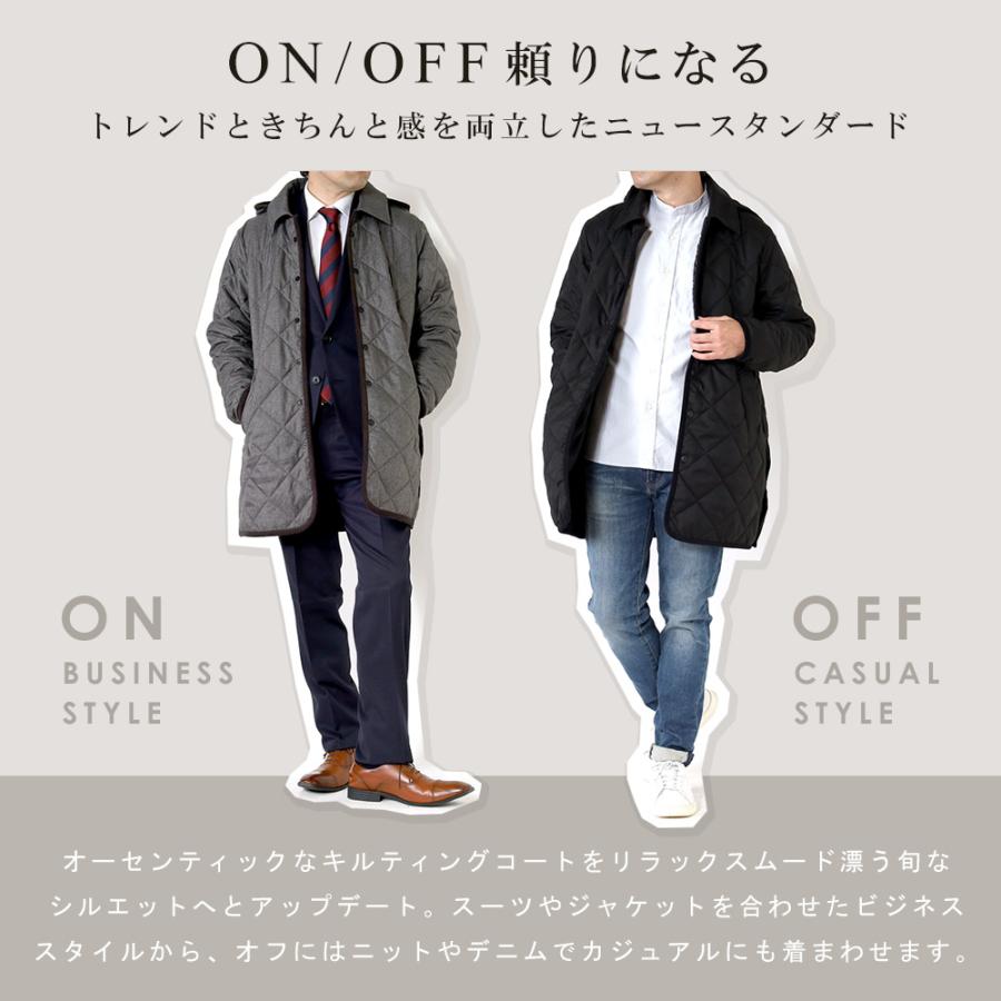 キルティングコート メンズ キルティングジャケット コート ビジネスコート フード 取り外し可能 撥水 アウター ステンカラー キルトコート