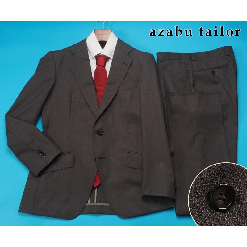 新品サンプル azabu tailor 麻布テーラー 春夏『MARLANE マルラーネ 伊製生地』ウール100% 軽量 スーツ 46A(A5)茶 0123-113