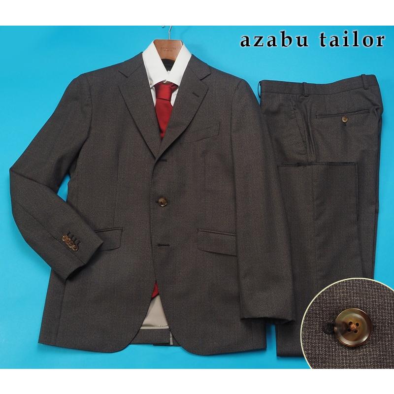 新品サンプル azabu tailor 麻布テーラー 春夏『MARLANE マルラーネ 伊製生地』ウール100% 織柄 スーツ 46A(A5)茶 0204-197