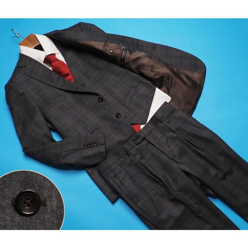 新品サンプル azabu tailor 麻布テーラー『CANONICO カノニコ 伊製生地』Super120S フランネル スリーピース スーツ46A(A5)濃灰 0821-058