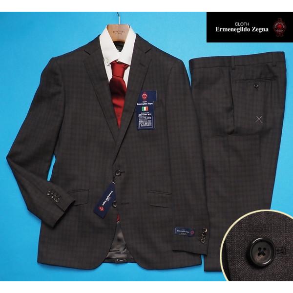 新品17.3万円 大手百貨店扱い 秋冬『Ermenegildo Zegna ゼニア TRAVELLER 伊製生地』ウール100% 微起毛 チェック スーツYA8茶(E) 1010251