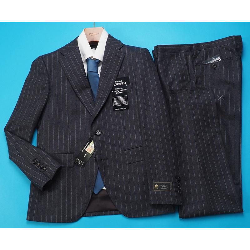 【ダーバン】チェルッティ生地　高級生地　ストライプ　ブラック　AB4 M CERRUTI（チェルッティ） 新品10.8万円 大手百貨店扱い 秋冬『CERRUTI
