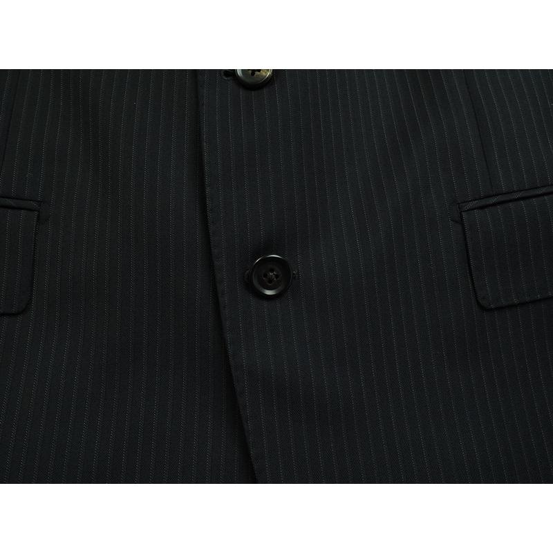 新品 大手百貨店扱い 日本製 春秋『Loro Piana ロロピアーナ FOUR SEASONS 伊製生地』ウール/絹 ストライプ スーツ BB7濃紺(20) 10222020の画像