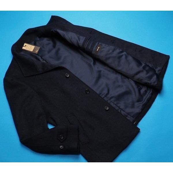 コムサメン イタリアンカラーハーフコート ネイビー Sサイズ 定価64,900円 コムサメン イタリアンカラーハーフコート ネイビー Sサイズ