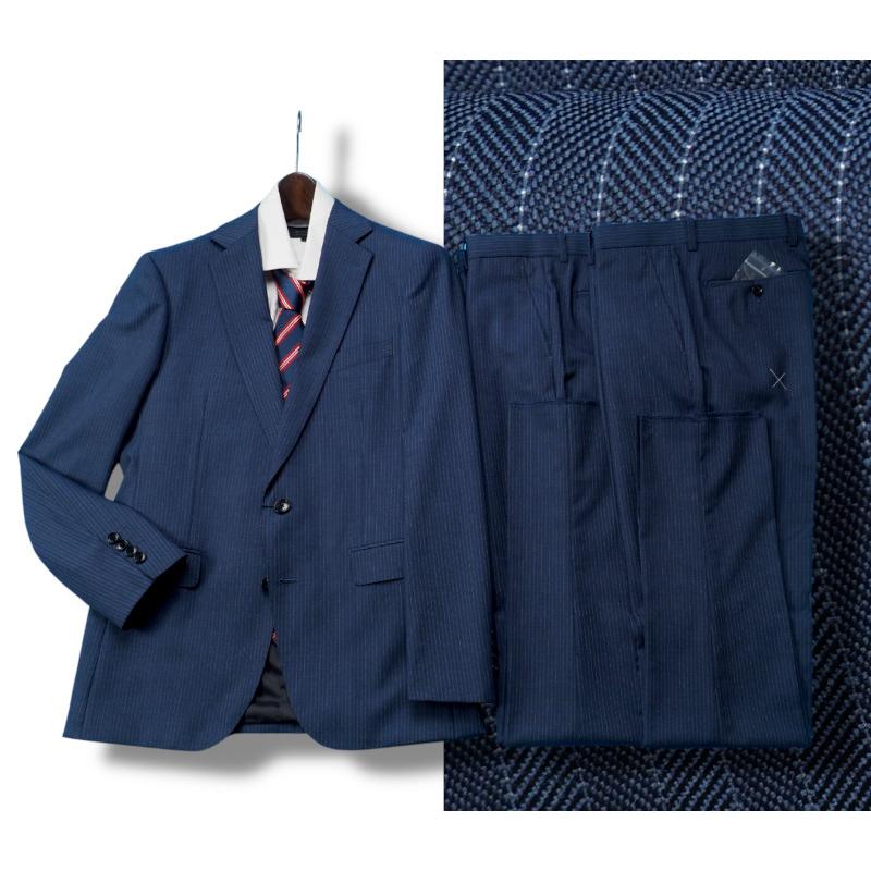 新品 大手百貨店扱い 秋冬総裏 ウール混 ヘリンボーン ストライプ