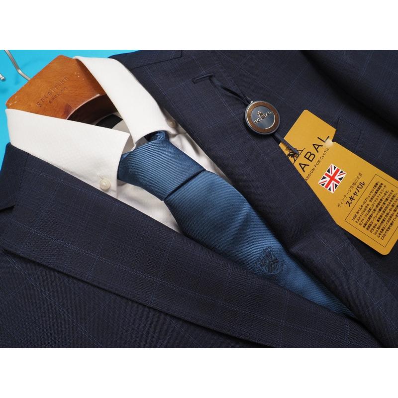 新品20.6万円 大手百貨店扱い 秋冬 日本製『Scabal スキャバル 英国生地』カシミヤ混 Super120ウール ウインドペン スーツA5紺(B) 1200271の画像
