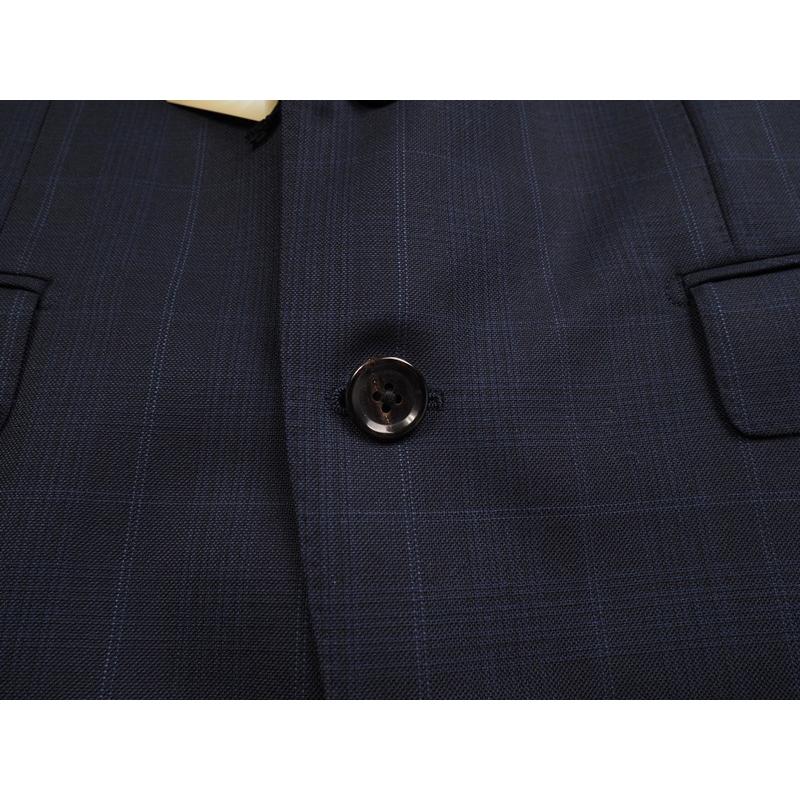 新品20.6万円 大手百貨店扱い 秋冬 日本製『Scabal スキャバル 英国生地』カシミヤ混 Super120ウール ウインドペン スーツA5紺(B) 1200271の画像