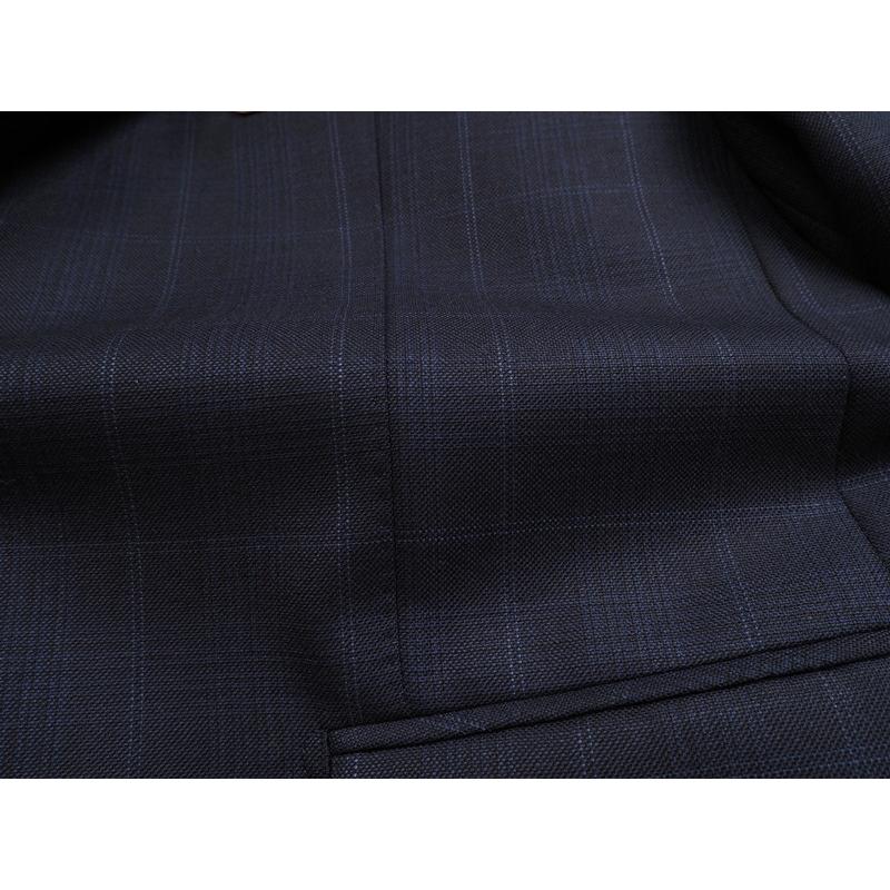 新品20.6万円 大手百貨店扱い 秋冬 日本製『Scabal スキャバル 英国生地』カシミヤ混 Super120ウール ウインドペン スーツA5紺(B) 1200271の画像