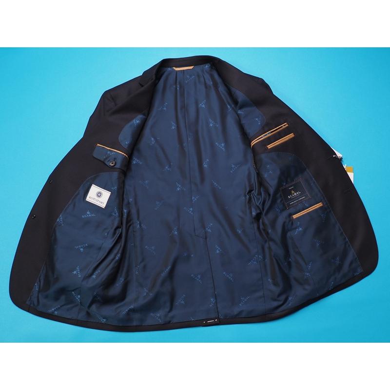 新品20.6万円 大手百貨店扱い 秋冬 日本製『Scabal スキャバル 英国製生地』カシミヤ混 Super120ウール 無地 スーツAB8紺(B) 1200671の画像