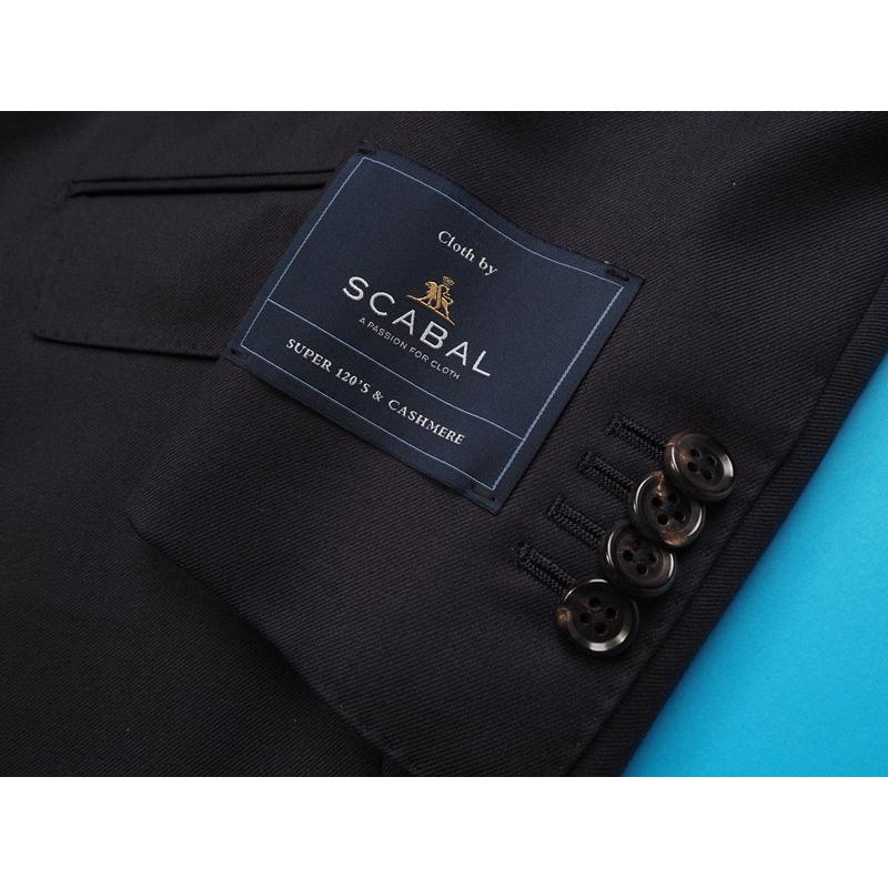 新品20.6万円 大手百貨店扱い 秋冬 日本製『Scabal スキャバル 英国製生地』カシミヤ混 Super120ウール 無地 スーツAB8紺(B) 1200671の画像