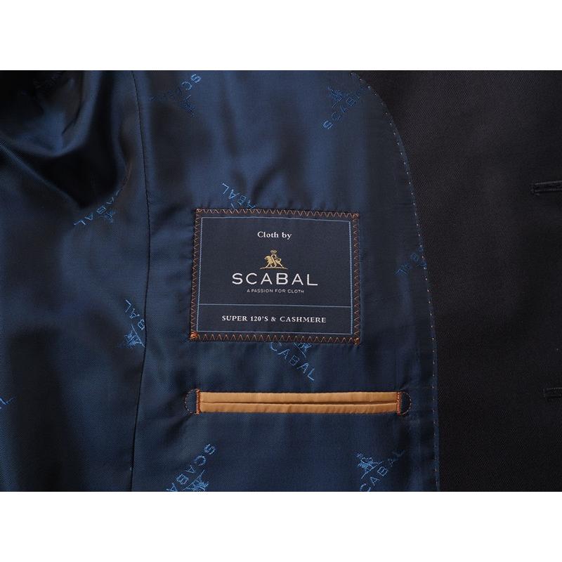 新品20.6万円 大手百貨店扱い 秋冬 日本製『Scabal スキャバル 英国製生地』カシミヤ混 Super120ウール 無地 スーツAB8紺(B) 1200671の画像
