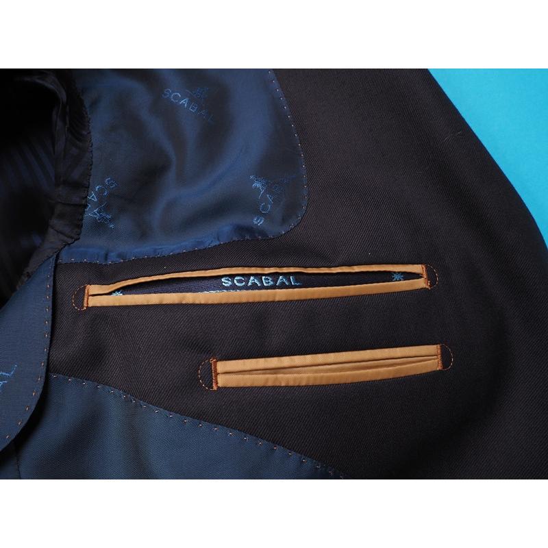新品20.6万円 大手百貨店扱い 秋冬 日本製『Scabal スキャバル 英国製生地』カシミヤ混 Super120ウール 無地 スーツAB8紺(B) 1200671の画像