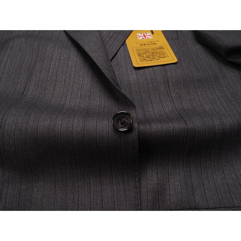 新品20.6万円 大手百貨店扱い 秋冬 日本製『Scabal スキャバル 英国製生地』カシミヤ混 Super120ウール ストライプ スーツA4灰(C) 1200871の画像