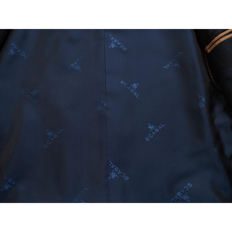 新品20.6万円 大手百貨店扱い 秋冬 日本製『Scabal スキャバル 英国製生地』カシミヤ混 Super120ウール ストライプ スーツA4紺(B) 1201071の画像
