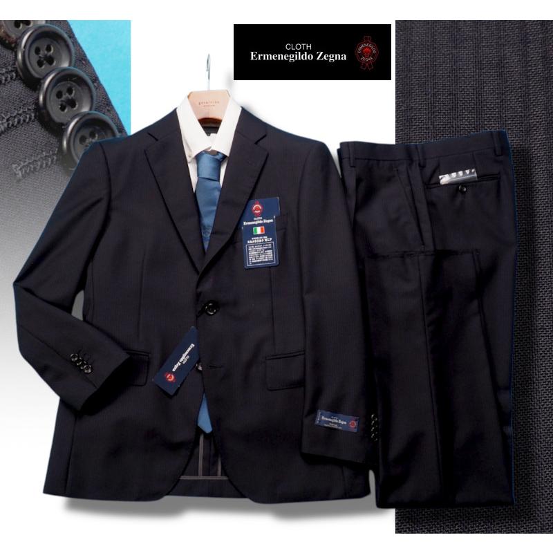 美品！【エルメネジルドゼニア】濃紺 スーツ 上下 【日本製】ウール 高級 ZEGNA 新品17.3万円 大手百貨店扱い 春夏『Ermenegildo Zegna