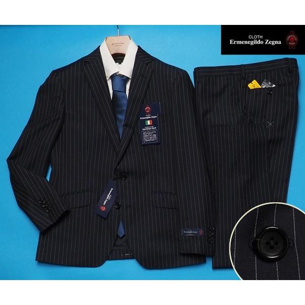新品17.3万円 大手百貨店扱い 春夏『Ermenegildo Zegna ゼニア TROPICAL 伊製生地』ウール100% ストライプ スーツYA8紺(B) 1509461