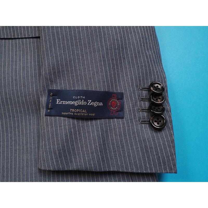 新品19.5万円 大手百貨店扱い 春夏『Ermenegildo Zegna ゼニア TROPICAL 伊製生地』ウール100% ストライプ ツーパンツスーツA4灰(H)1509672の画像
