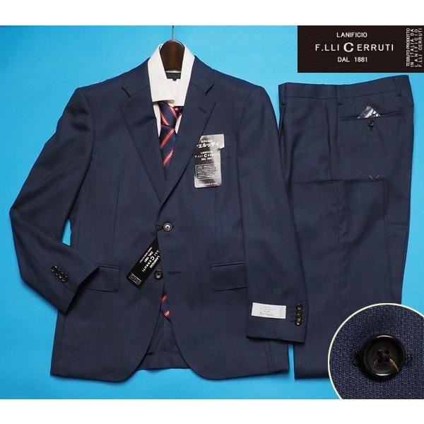 新品10.8万円 大手百貨店扱い 春夏『CERRUTI チェルッティ イタリア製生地』ウール100%  ホップサック スーツA8紺(B) 1514071