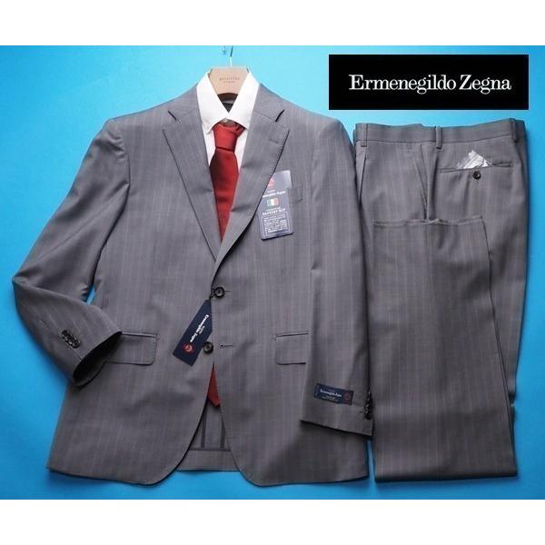 新品17.3万円 大手百貨店扱い 春夏『Ermenegildo Zegna ゼニア TRAVELLER 伊製生地』ウール100% ストライプ スーツA7灰(G) 1571261