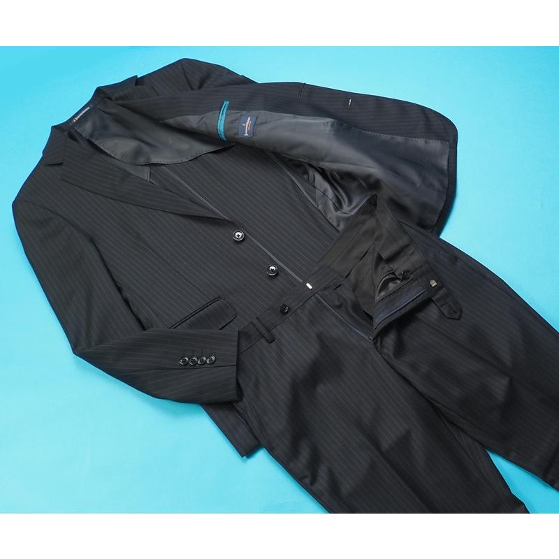 新品 大手百貨店扱い 春秋冬 艶感 ウールギャバジン ストライプ