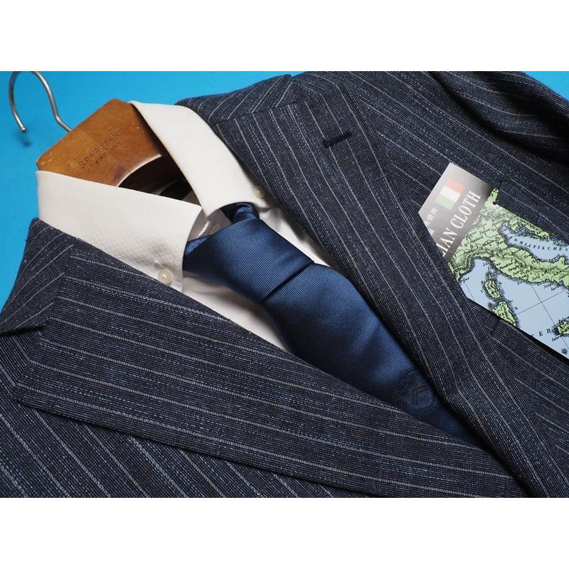 miyocchi！新品◯MARLANE◯ストライプセットアップスーツA7 新品8.6万円 大手百貨店扱い 春夏『MARLANE マルラーネ 伊製生地』毛