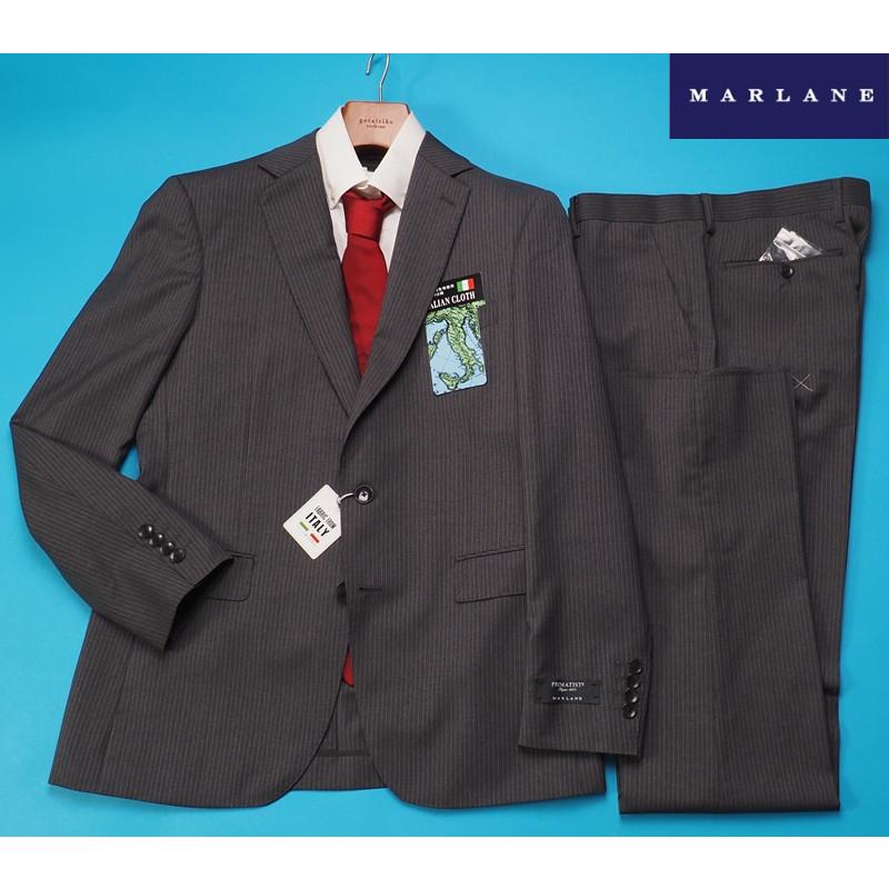 新品8.6万円 大手百貨店扱い 春夏『MARLANE マルラーネ 伊製生地』Super100Sウール ストライプ スーツAB5灰(H) 1661891