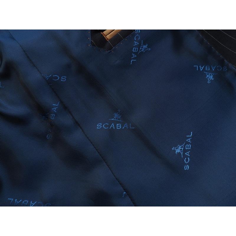 新品20.6万円 大手百貨店扱い 春秋 日本製『Scabal スキャバル 英国製生地』Super140Sウール 綾織 艶感 ストライプ スーツA7紺(B)1703081の画像