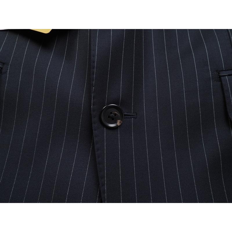 新品20.6万円 大手百貨店扱い 春秋 日本製『Scabal スキャバル 英国製生地』Super140Sウール 綾織 艶感 ストライプ スーツAB6紺(B)1703081の画像