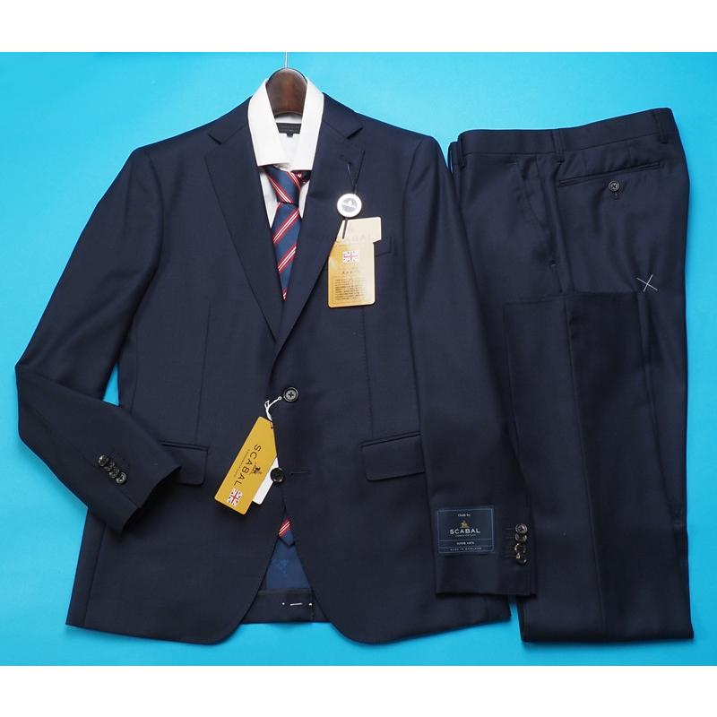 新品20.6万円 大手百貨店扱い 春秋 日本製『Scabal スキャバル 英国製生地』Super140Sウール 綾織 ソリッド無地 スーツA6紺(B)1703281の画像