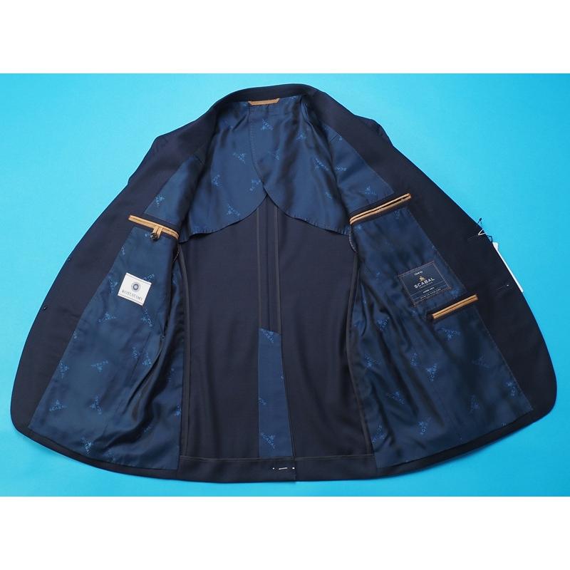 新品20.6万円 大手百貨店扱い 春秋 日本製『Scabal スキャバル 英国製生地』Super140Sウール 綾織 ソリッド無地 スーツA6紺(B)1703281の画像