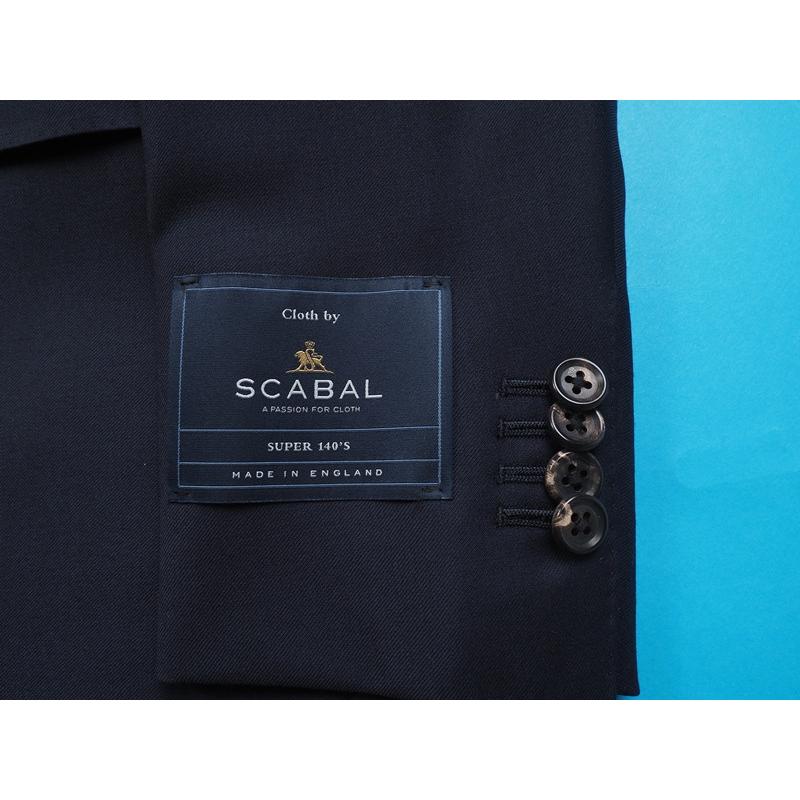 新品20.6万円 大手百貨店扱い 春秋 日本製『Scabal スキャバル 英国製生地』Super140Sウール 綾織 ソリッド無地 スーツA6紺(B)1703281の画像