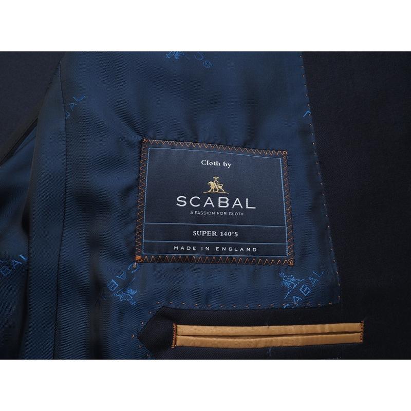 新品20.6万円 大手百貨店扱い 春秋 日本製『Scabal スキャバル 英国製生地』Super140Sウール 綾織 ソリッド無地 スーツA6紺(B)1703281の画像