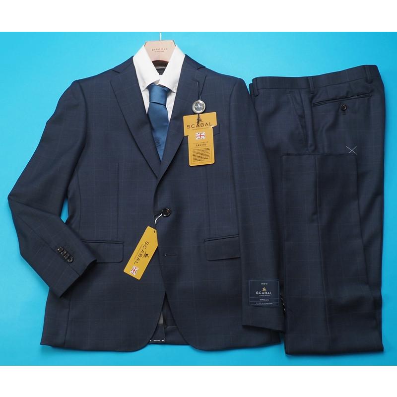 新品20.6万円 大手百貨店扱い 春秋 日本製『Scabal スキャバル 英国製生地』Super140Sウール 綾織 艶感 チェック柄 スーツA7灰(C)1703481の画像